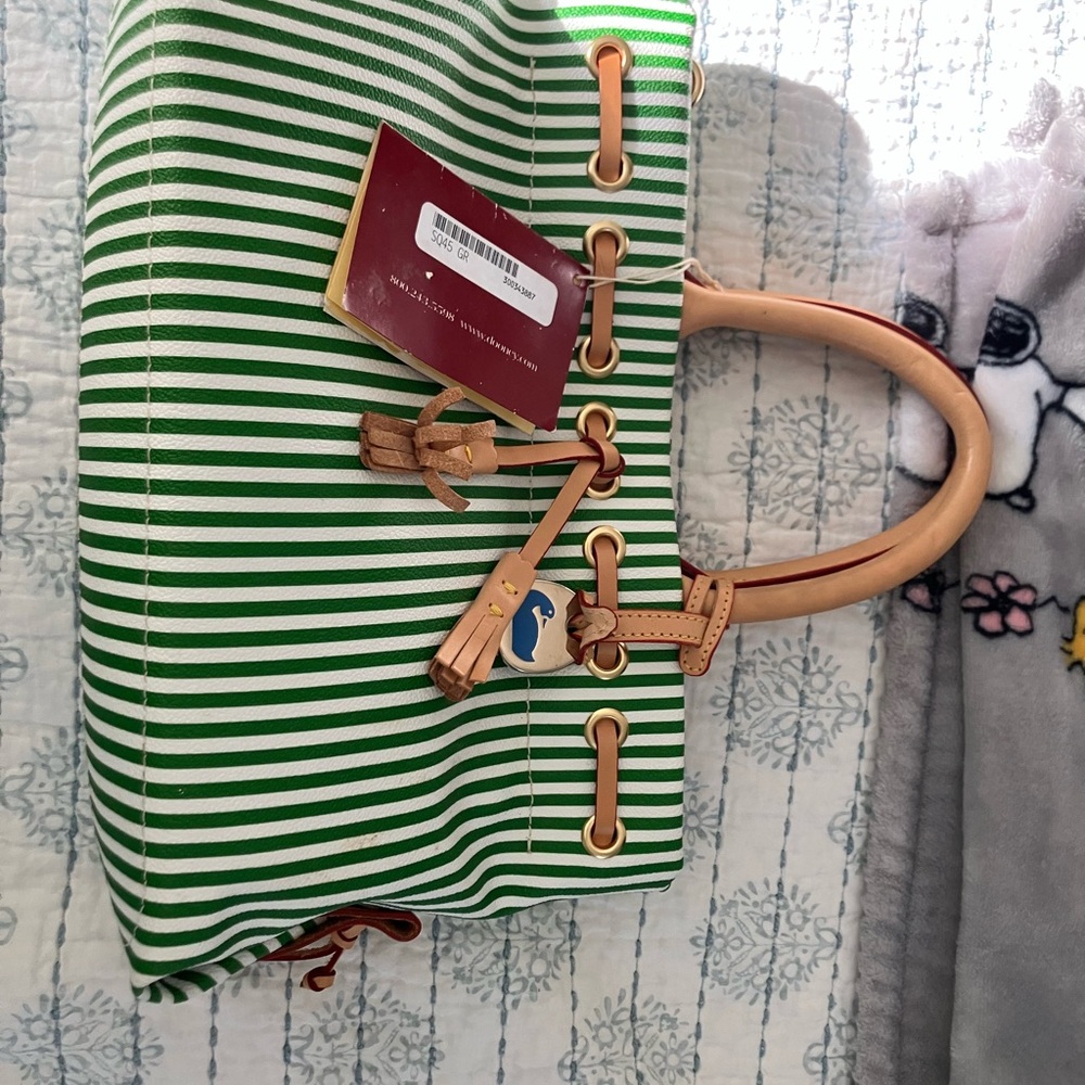 Dooney & Bourke Green and White Striped Tote - Picture 6 of 6